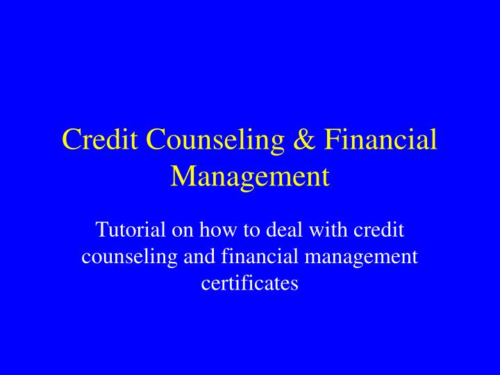 credit counseling financial management