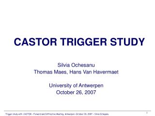 Silvia Ochesanu Thomas Maes, Hans Van Havermaet University of Antwerpen October 26, 2007
