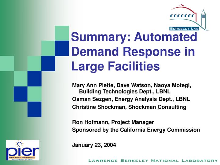 summary automated demand response in large facilities