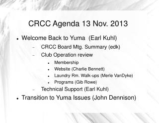 CRCC Agenda 13 Nov. 2013