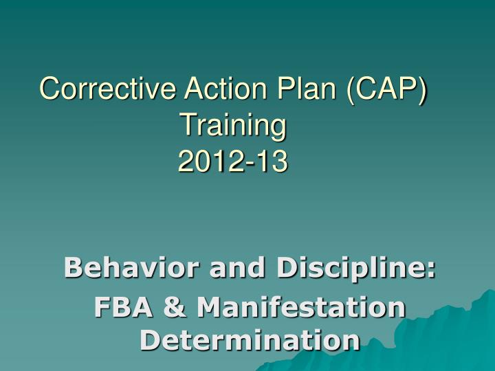 corrective action plan cap training 2012 13