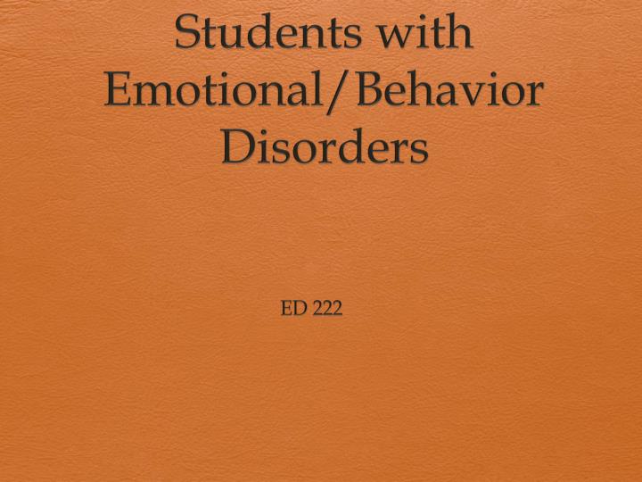 students with emotional behavior disorders