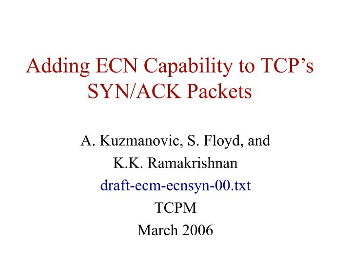 adding ecn capability to tcp s syn ack packets