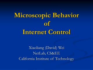 Microscopic Behavior of Internet Control