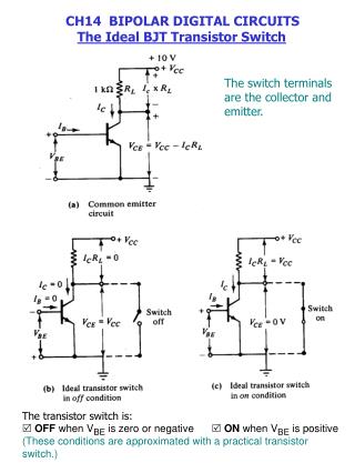 The switch terminals are the collector and emitter.