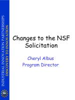 Changes to the NSF Solicitation - slide 1