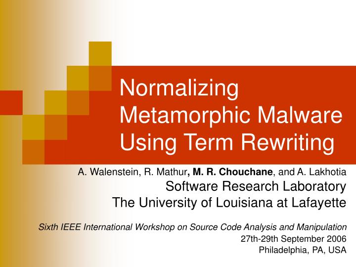 normalizing metamorphic malware using term rewriting