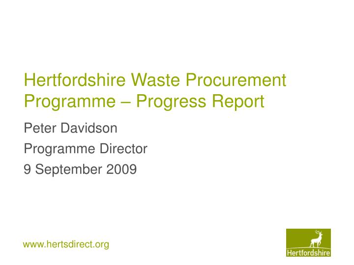 hertfordshire waste procurement programme progress report