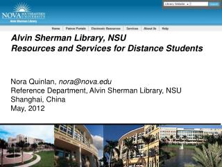 Alvin Sherman Library, NSU Resources and Services for Distance Students