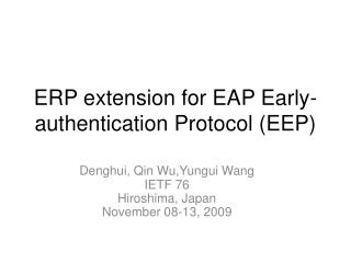 ERP extension for EAP Early-authentication Protocol (EEP)