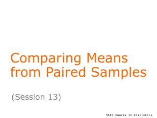Comparing Means from Paired Samples