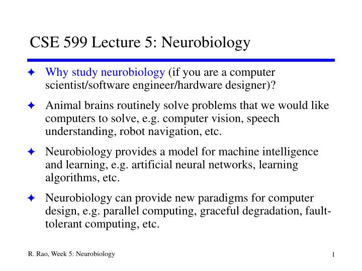 cse 599 lecture 5 neurobiology