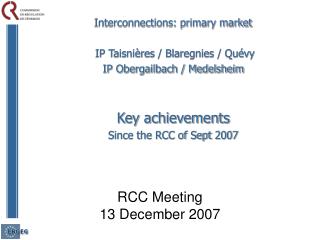 RCC Meeting 13 December 2007