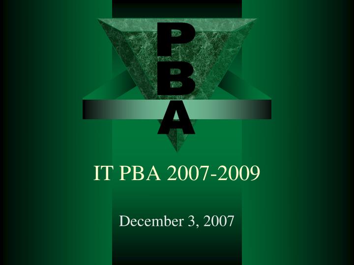 it pba 2007 2009