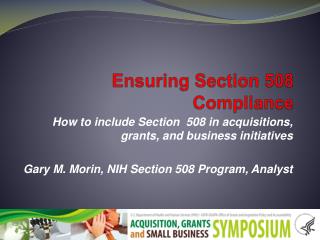 Ensuring Section 508 Compliance
