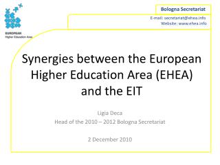 Synergies between the European Higher Education Area (EHEA) and the EIT
