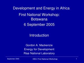 Development and Energy in Africa