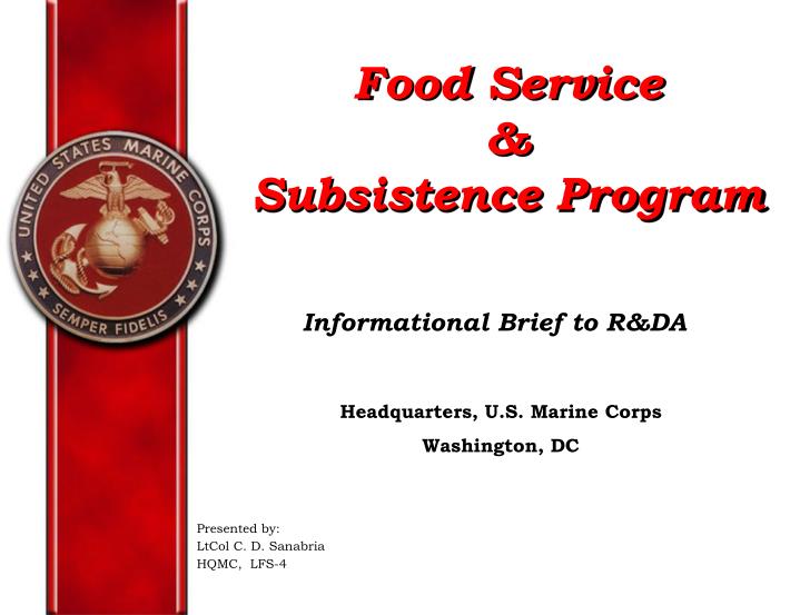 food service subsistence program