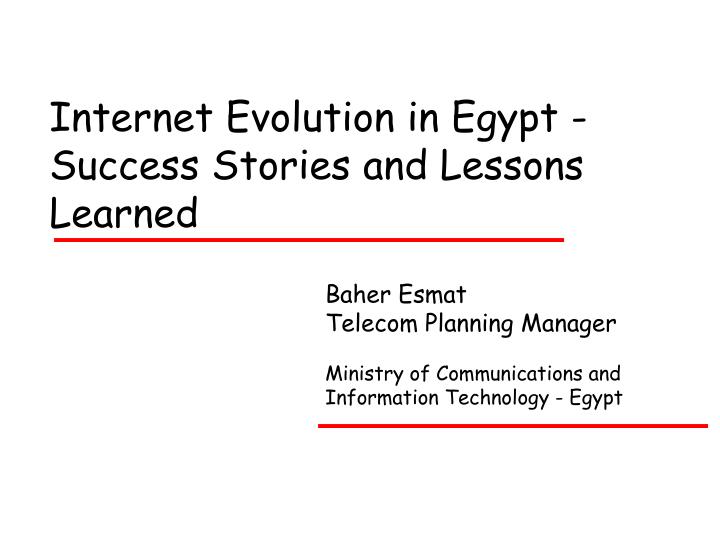 internet evolution in egypt success stories and lessons learned
