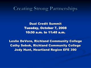 Creating Strong Partnerships