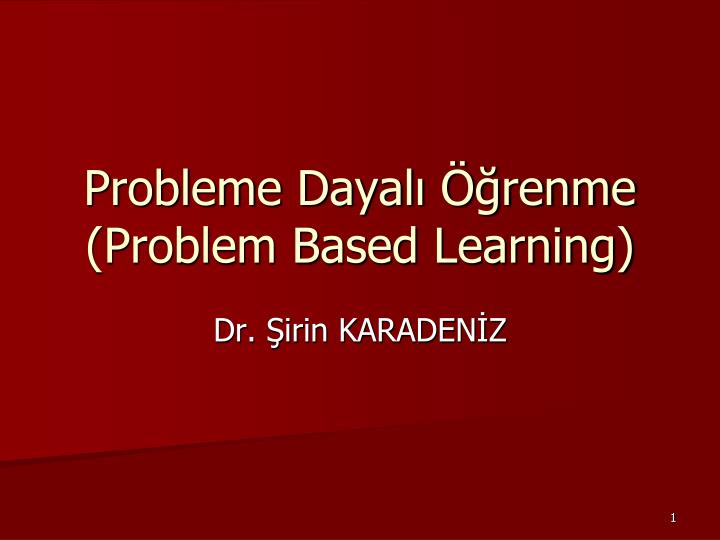 probleme dayal renme problem based learning