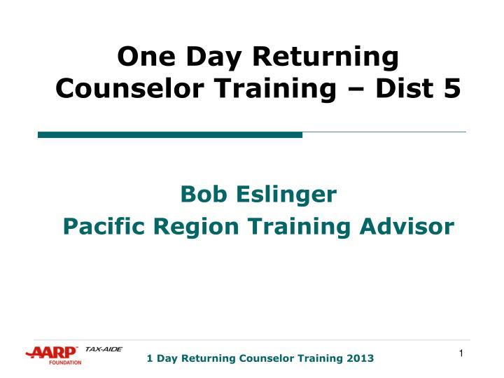 one day returning counselor training dist 5