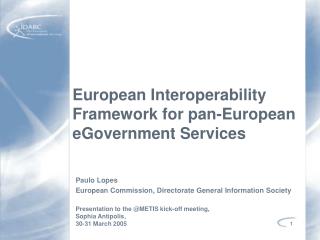 European Interoperability Framework for pan-European eGovernment Services