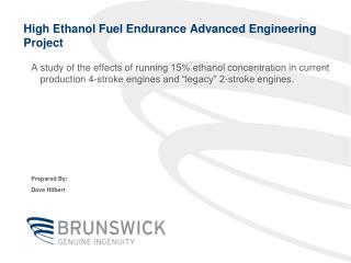 High Ethanol Fuel Endurance Advanced Engineering Project