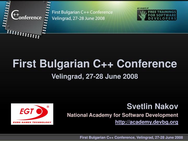 first bulgarian c conference velingrad 27 28 june 2008