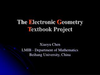 The E lectronic G eometry T extbook Project