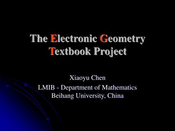 the e lectronic g eometry t extbook project