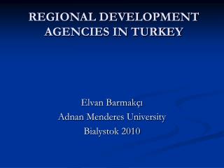 REGIONAL DEVELOPMENT AGENCIES IN TURKEY
