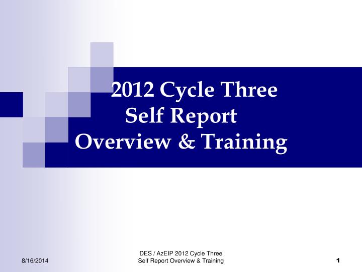2012 cycle three self report overview training