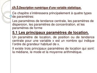 ch 5 description num rique d une variable statistique