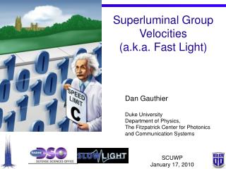 Superluminal Group Velocities (a.k.a. Fast Light)
