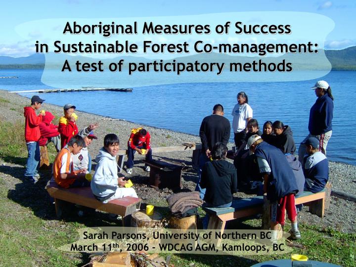 aboriginal measures of success in sustainable forest co management a test of participatory methods