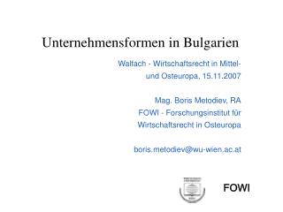 unternehmensformen in bulgarien
