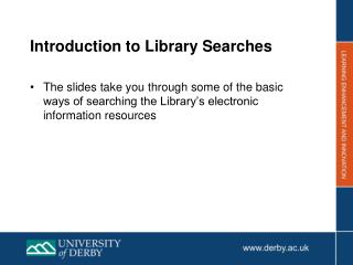 Introduction to Library Searches