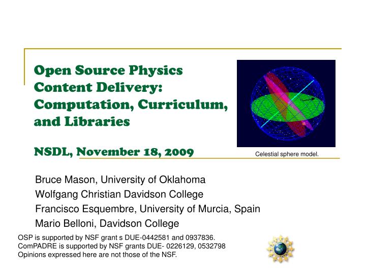 open source physics content delivery computation curriculum and libraries nsdl november 18 2009