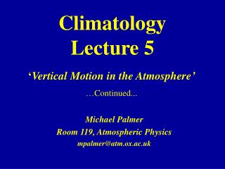 Climatology Lecture 5