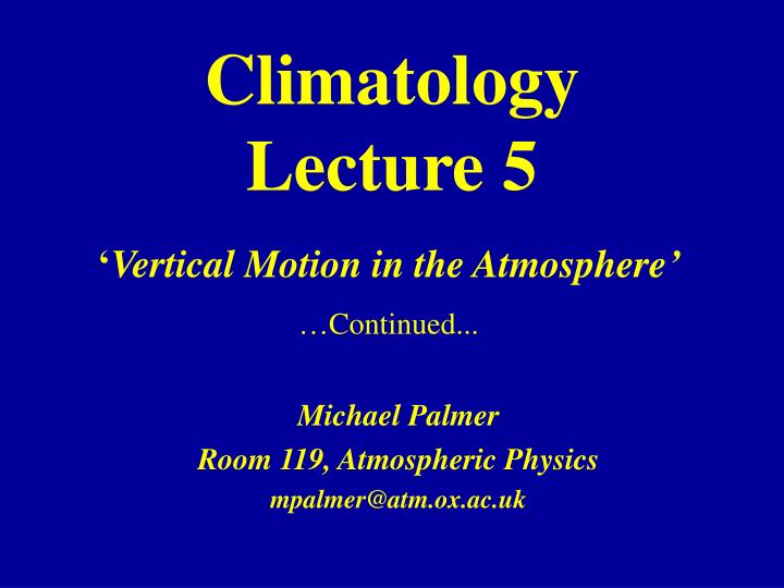 climatology lecture 5