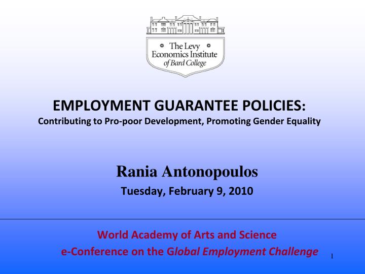 employment guarantee policies contributing to pro poor development promoting gender equality