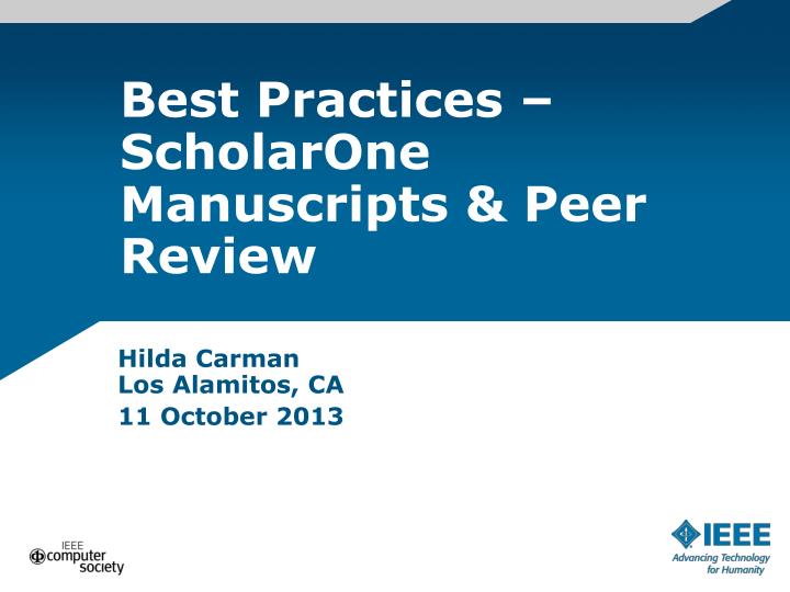 best practices scholarone manuscripts peer review