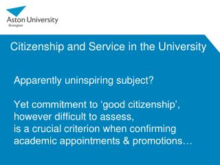 Citizenship and Service in the University