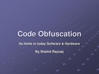 Code Obfuscation