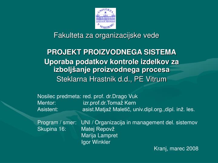 fakulteta za organizacijske vede