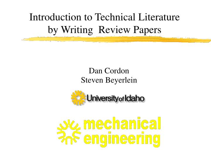 introduction to technical literature by writing review papers