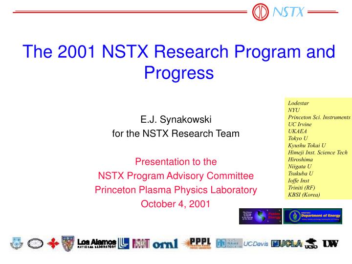the 2001 nstx research program and progress