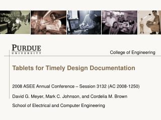 Tablets for Timely Design Documentation