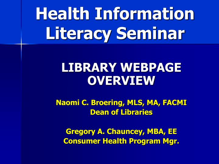 health information literacy seminar
